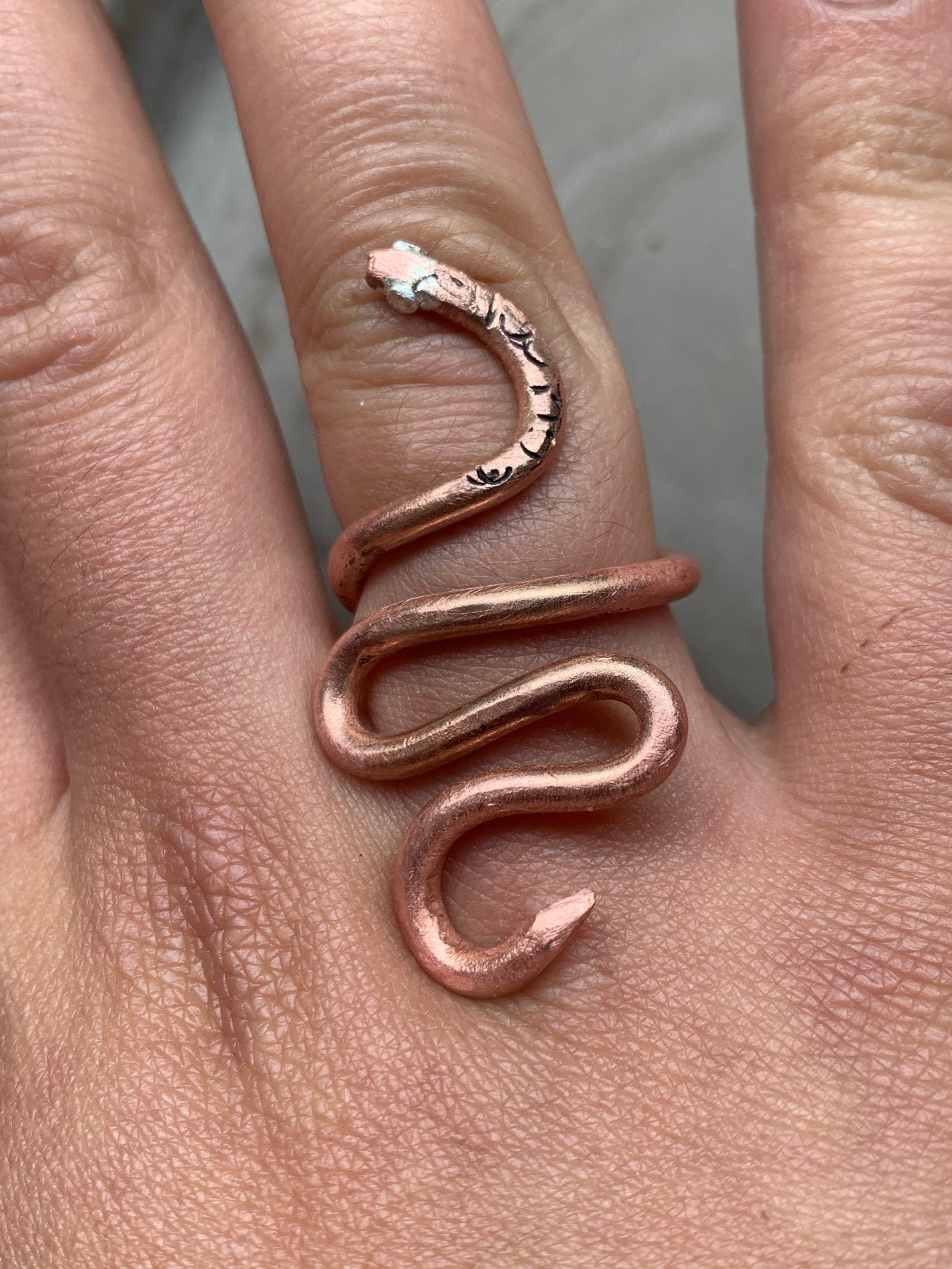 Copper snake ring Etsy