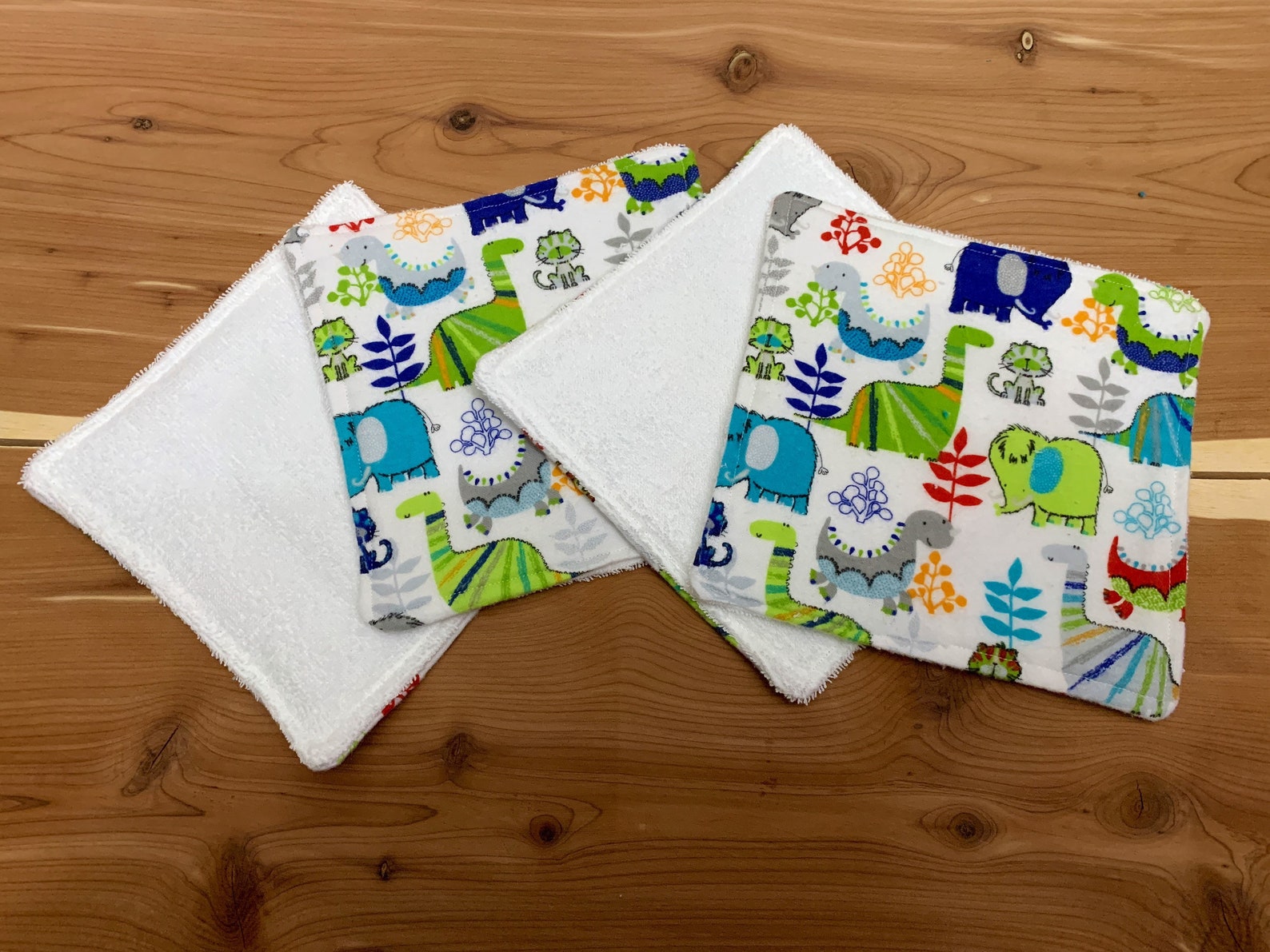 Flannel Dinosaur Washcloths for Babies and Kids Etsy