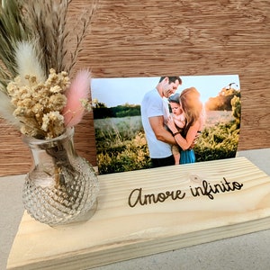 Support photo personnalisé vase fleurs séchées Support minimaliste carte photo avec votre propre texte Cadeau marraine, parrain, mariage