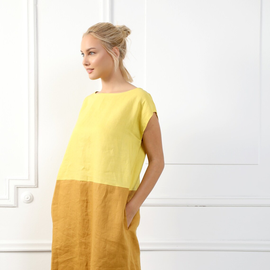MILA Handmade 2 Color Sleeveless Linen Dress With Side - Etsy Canada