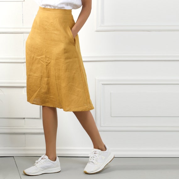 A line midi skirt camel hot sale