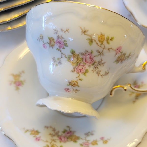 Vintage replacement dish | "Michelle" Pattern | Gift for Her | French Style | Haviland tea cup w/saucer
