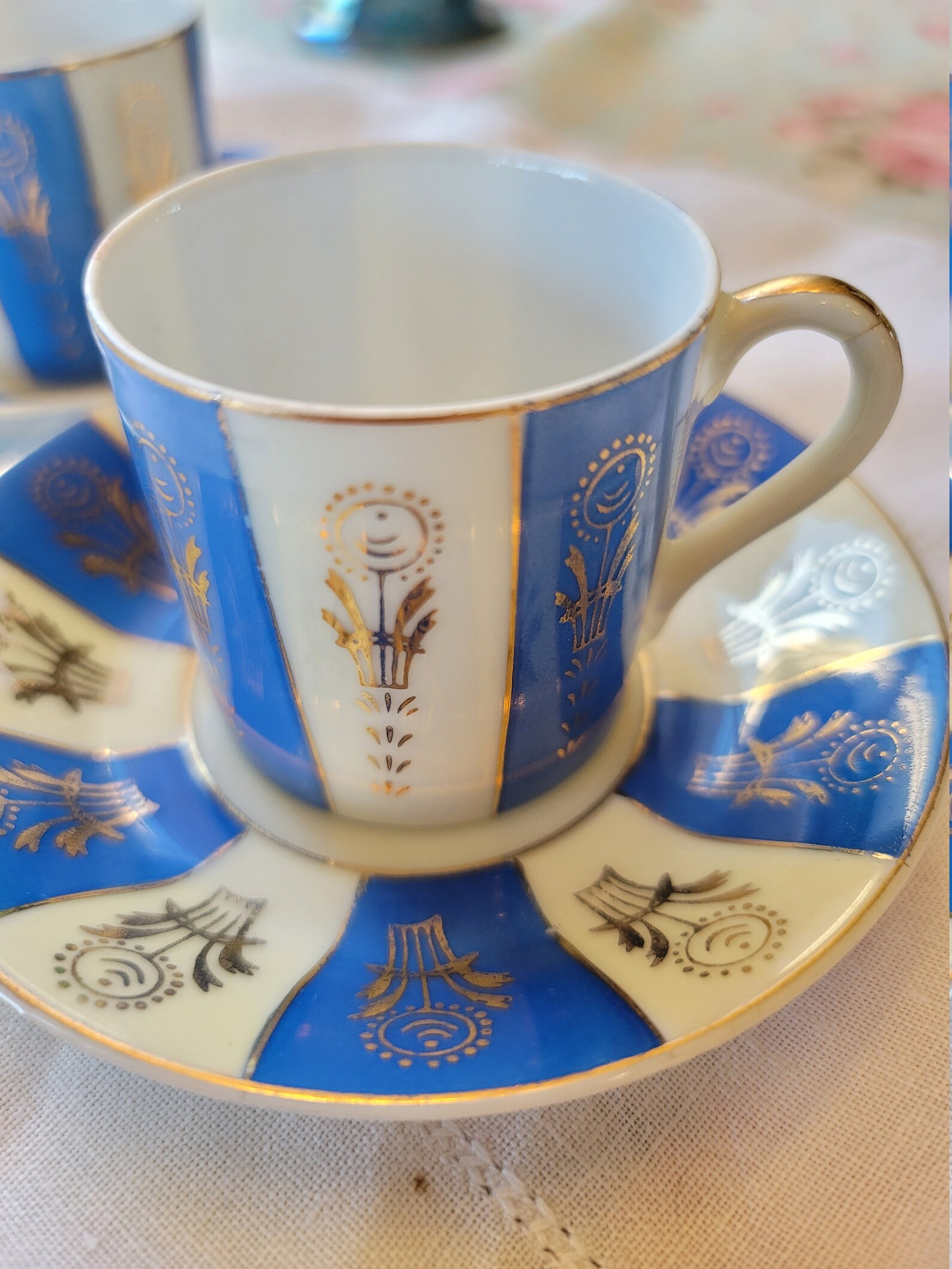 Espresso Cup & Saucer. Blue and White. Rare Espresso Set. Gift Etsy