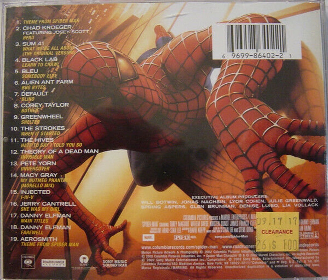 Spiderman Soundtrack CD 2002 Columbia Records CK 86402 3D Etsy