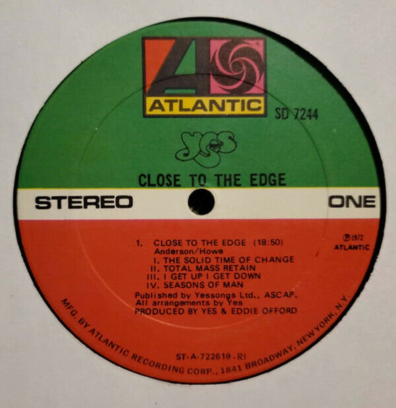 Close To The Edge Vg+ Vintage Vinyl Lp 1972 Atlantic Sd 7244 Prog Rock Yes
