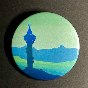 Legend of Zelda: Breath of the Wild- Zora Mists Sheikah Tower Pinback Button