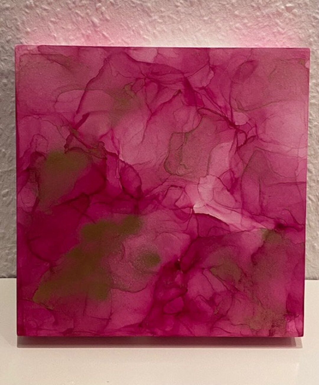 Original Alcohol Ink on Gesso Board Pink Etsy