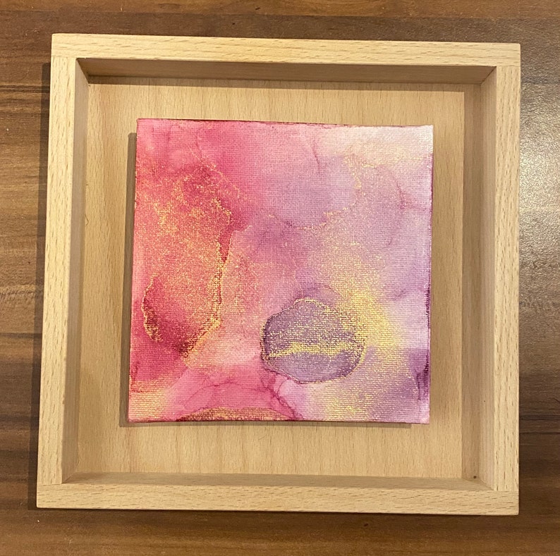 Original Alcohol Ink on floating painting plate - pink, purple Original Alcohol Ink on floating painting plate - pink, purple