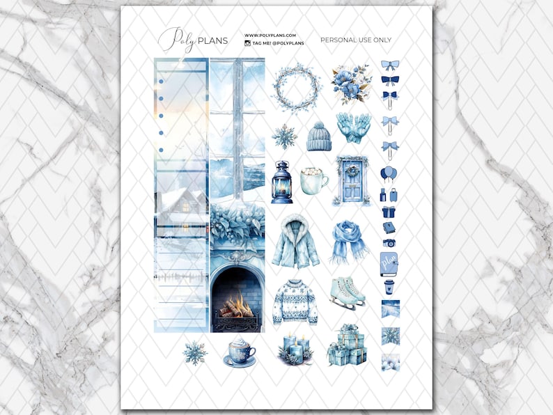 Snow Time | Winter Classic Happy Planner Printable Stickers Bundle ...