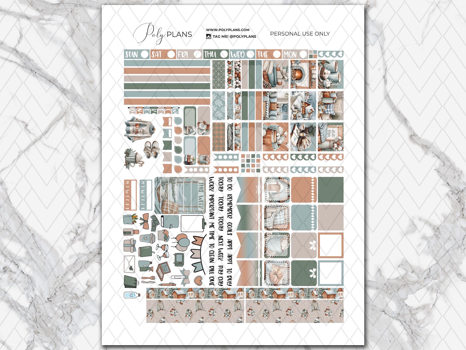 Cozy Winter | Hobonichi Weeks Printable Planner Stickers, Holidays ...