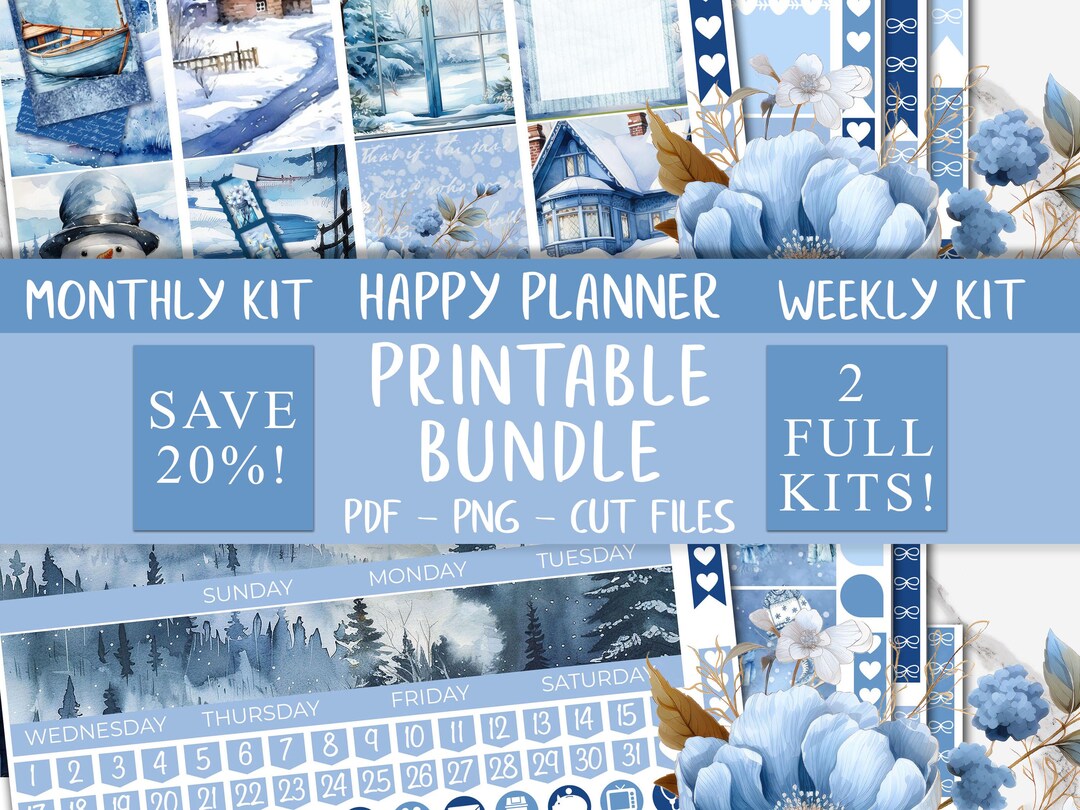 Snow Time | Winter Classic Happy Planner Printable Stickers Bundle ...