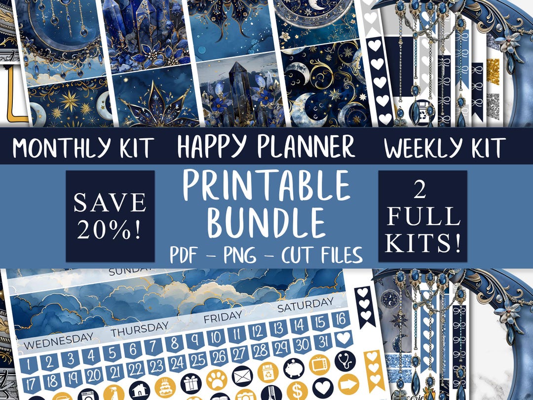 Celestial | Classic Happy Planner Printable Stickers Bundle, Galaxy ...