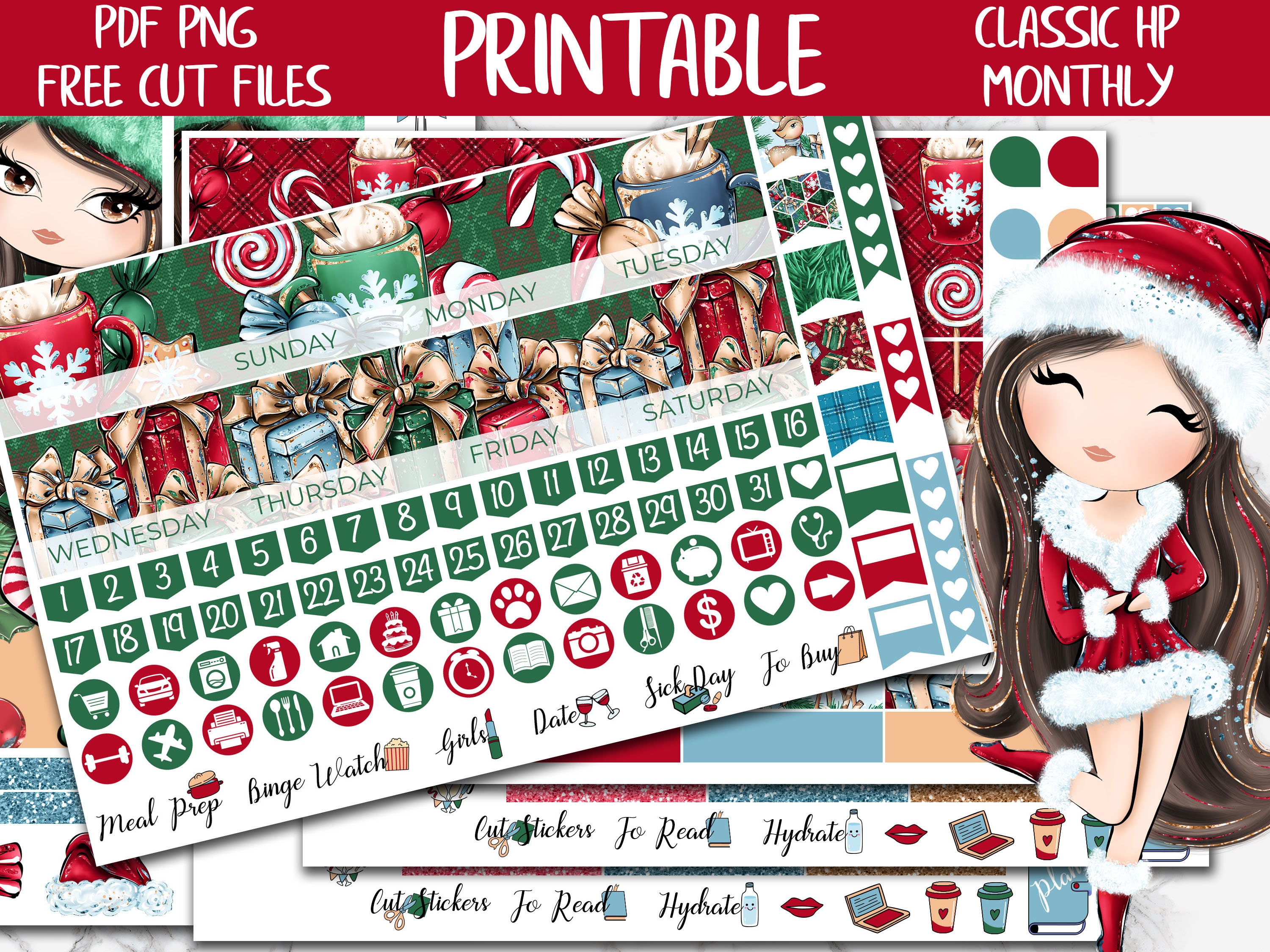 19 Free Printable Christmas Planner Stickers - Lovely Planner