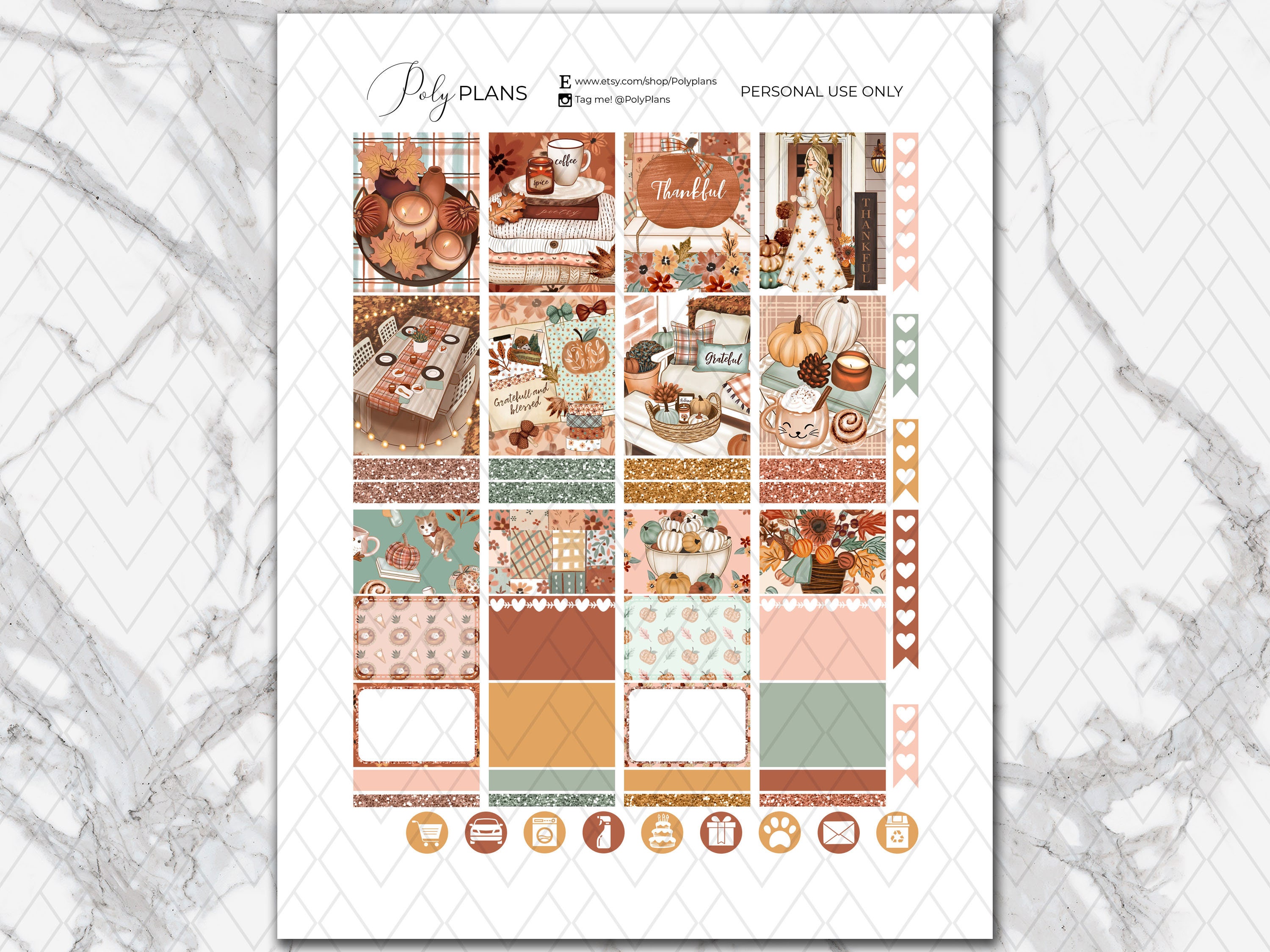 Thanksgiving | Erin Condren Printable Planner Stickers, Fall Digital ...