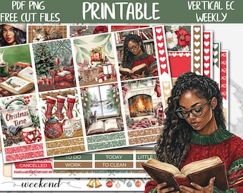 Wonderful Time | Erin Condren Printable Planner Stickers, Christmas Digital Stickers, Holidays Vertical Weekly Kit, Printable Sticker Kit
