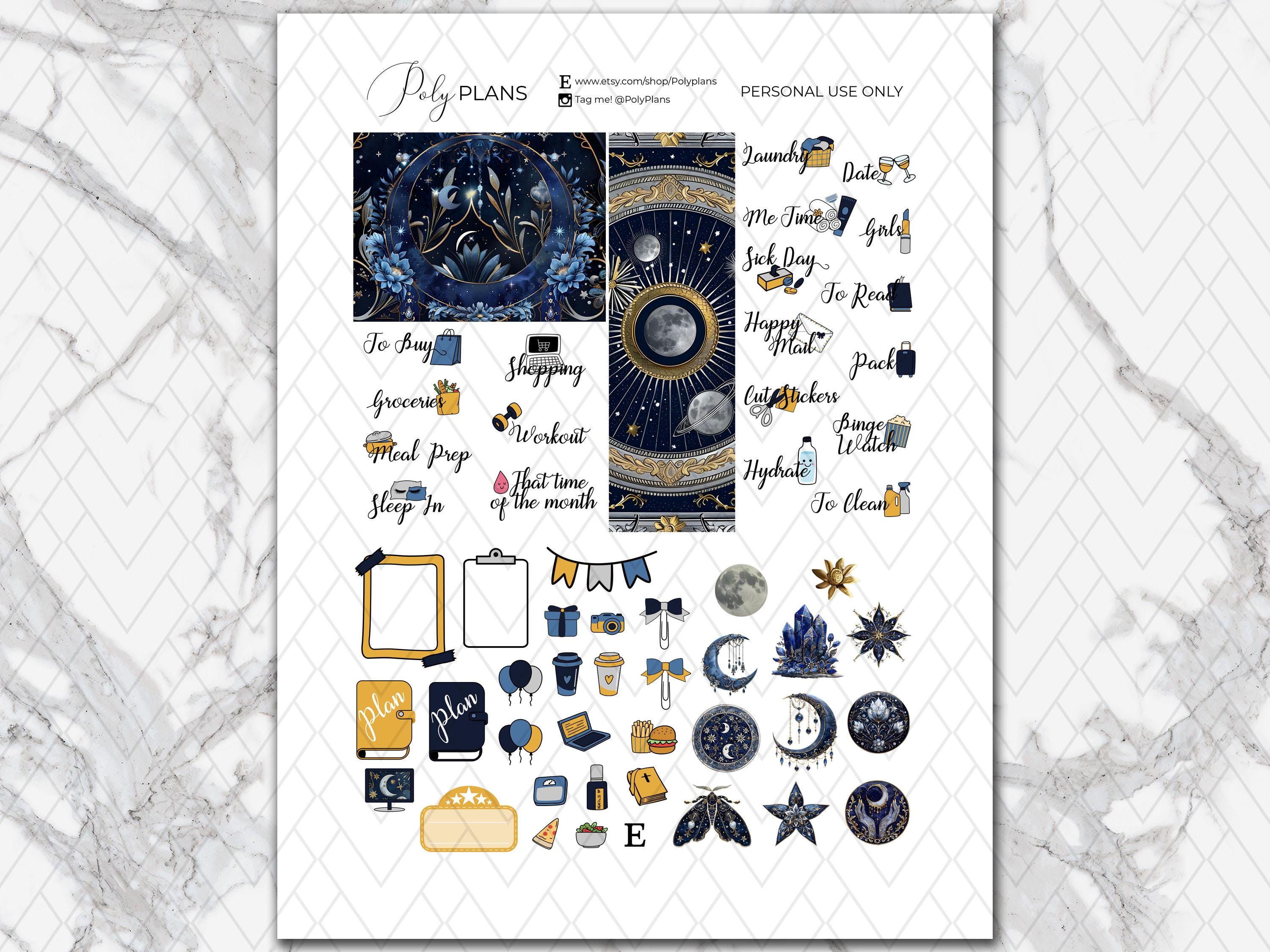 Celestial | Stars Classic Happy Planner Weekly Stickers Printable, Moon ...