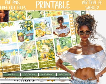 Lemonade | Summer Lemons Erin Condren Planner Printable Weekly Stickers, ECLP Digital Stickers, Fruits Weekly Planner Sticker Kit, Cut Files