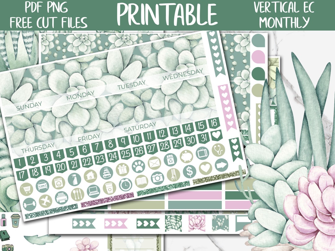 Succulents | Printable Planner Stickers, Plant Lover Erin Condren ...