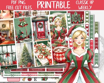 Holly Jolly | Christmas Printable Planner Stickers, Holidays Classic Happy Planner Weekly Stickers, Xmas Digital Stickers, Winter Weekly Kit