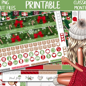 Christmas Time | Holidays Classic Happy Planner Printable December Monthly Stickers, Winter Digital Sticker, HP Planner Monthly Sticker Kit