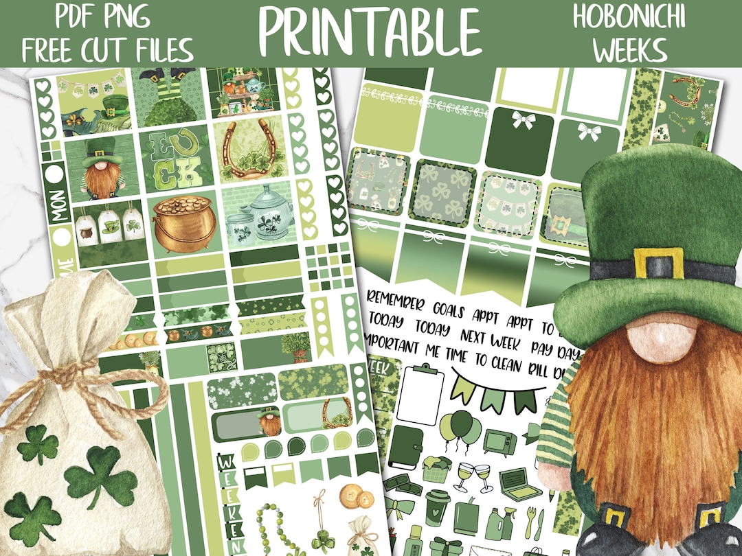 St Patricks Day | Hobonichi Weeks Printable Planner Stickers, Irish ...