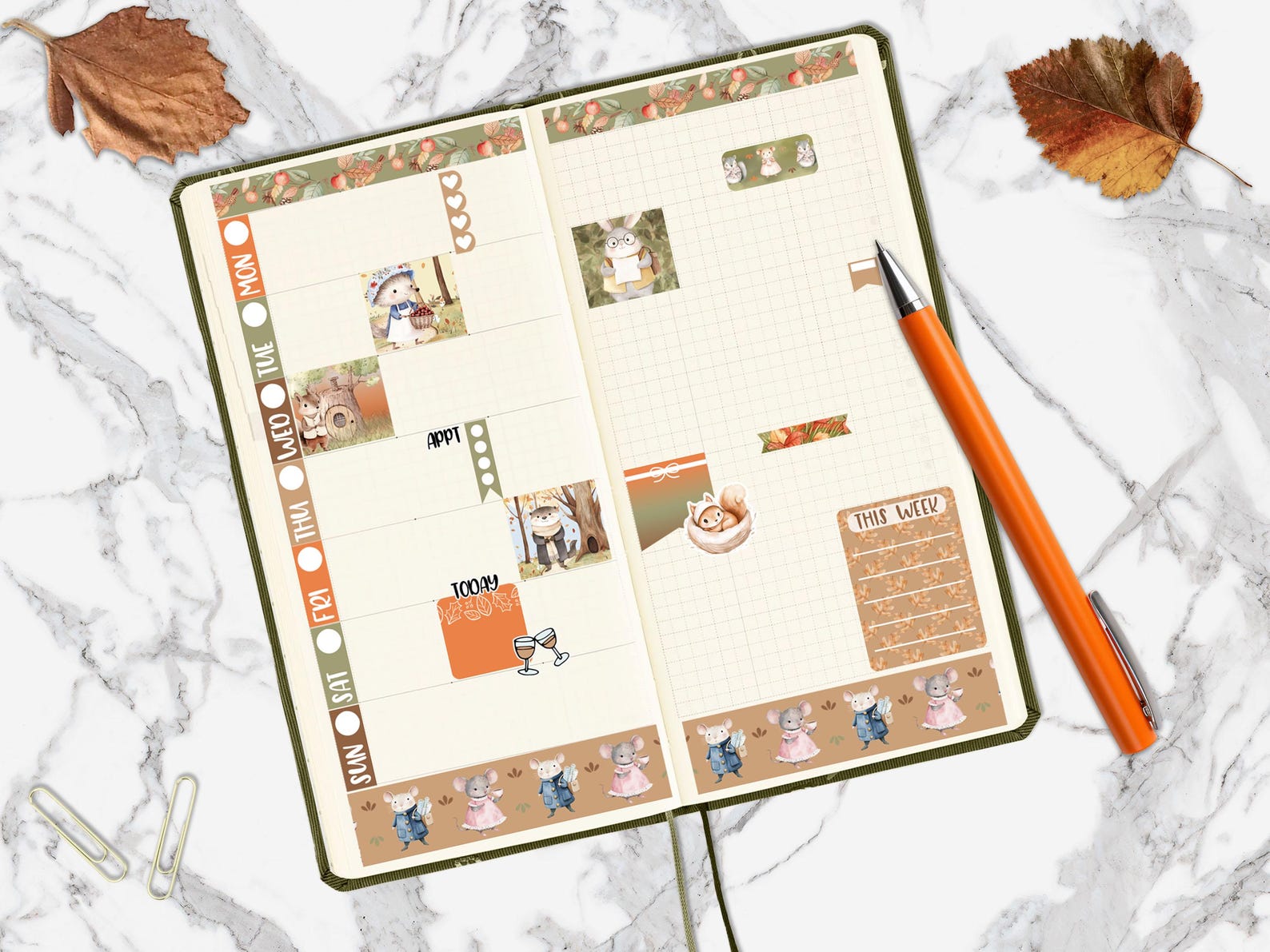 Woodland Crew | Autumn Hobonichi Weeks Printable Planner Stickers ...