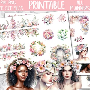 Freesias | Floral Journal Printable Stickers, Flowers Deco Planner Stickers, Spring Flowers Bujo Digital Sticker, Bullet Journal Sticker Kit