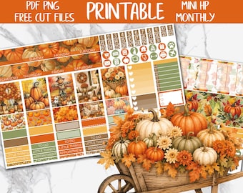 Pumpkin Patch | Fall MINI Happy Planner Printable Planner Sticker, September Monthly MINI HP Digital Sticker, Autumn Harvest Planner Sticker
