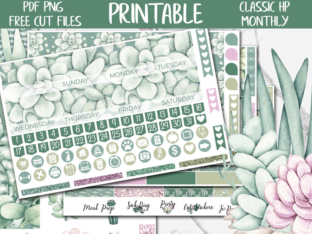 Succulents | Plant Lover Classic Happy Planner Printable Monthly ...