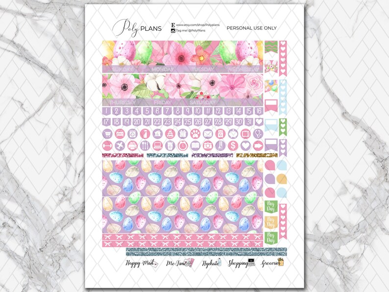 Easter Bunny Printable Planner Stickers Spring Erin Condren - Etsy
