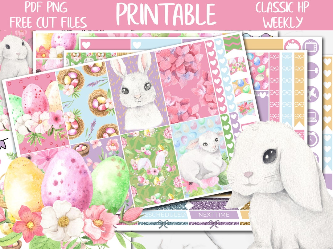 Easter | Bunny Classic Happy Planner Weekly Stickers Printable, Spring ...