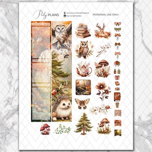 Op de afbeelding: Een set van 20 herfst-thema planner stickers met uilen, paddenstoelen, egels, een theepot, een hert en een boek. De stickers zijn gedrukt op helder, glanzend papier en zijn perfect om een ​​herfsttint aan je planner toe te voegen.