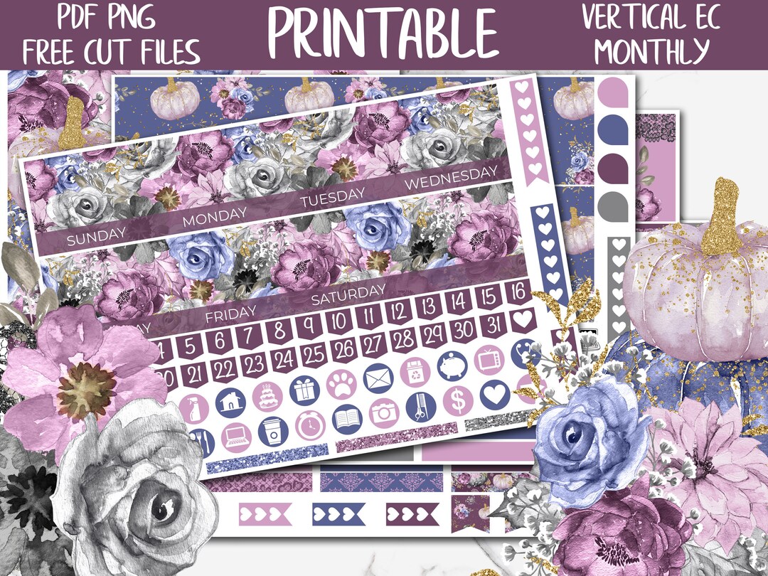 Floral Halloween | Printable Planner Stickers, Erin Condren October ...