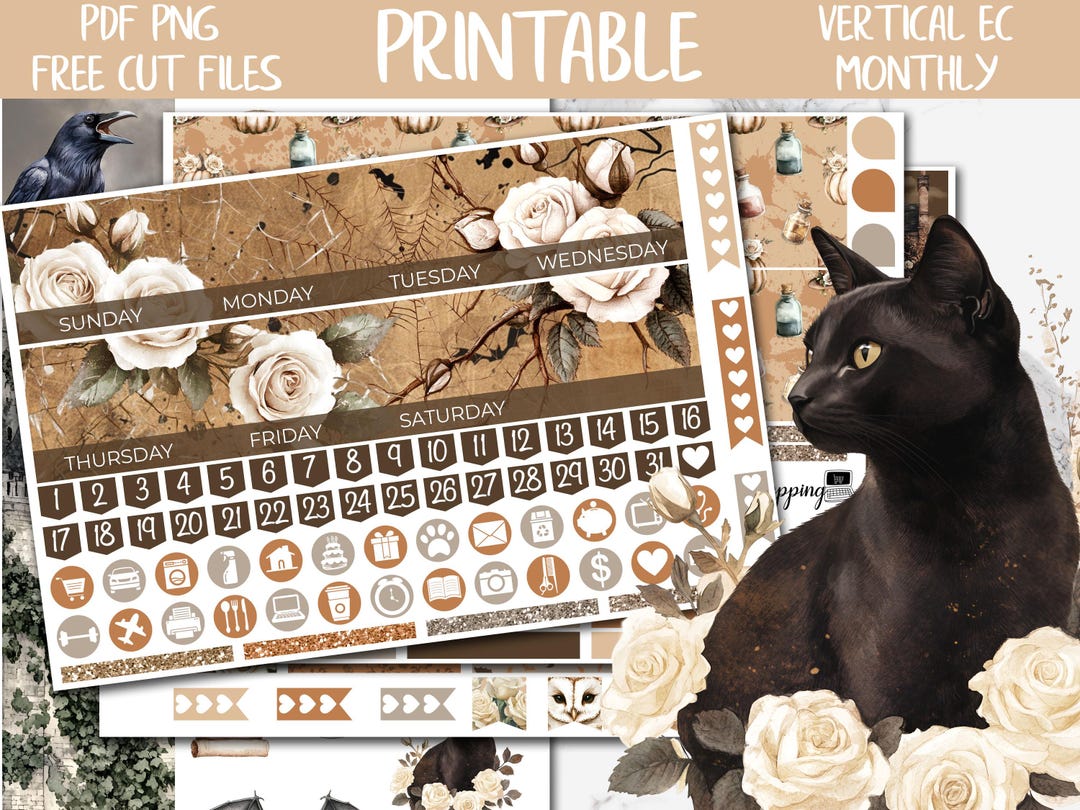 Warm Halloween | Spooky Printable Planner Stickers, Erin Condren ...