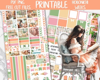 Summer Chapters | Book Lover Hobonichi Weeks Printable Planner Sticker, Bookish Digital Stickers PNG, June Cottage Hobo Weekly Sticker Kit