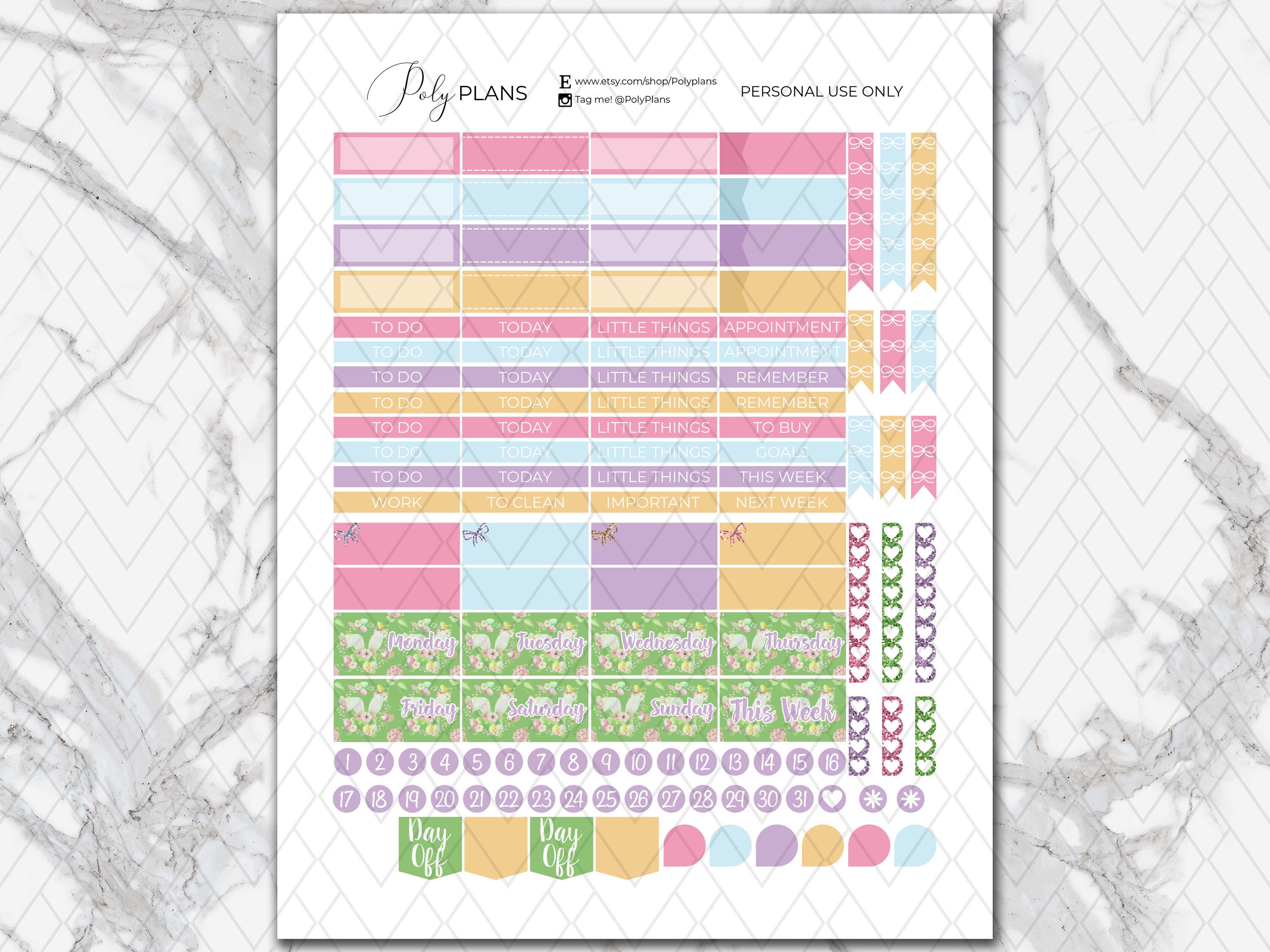 Easter | Bunny Erin Condren Printable Planner Stickers, Floral ECLP ...