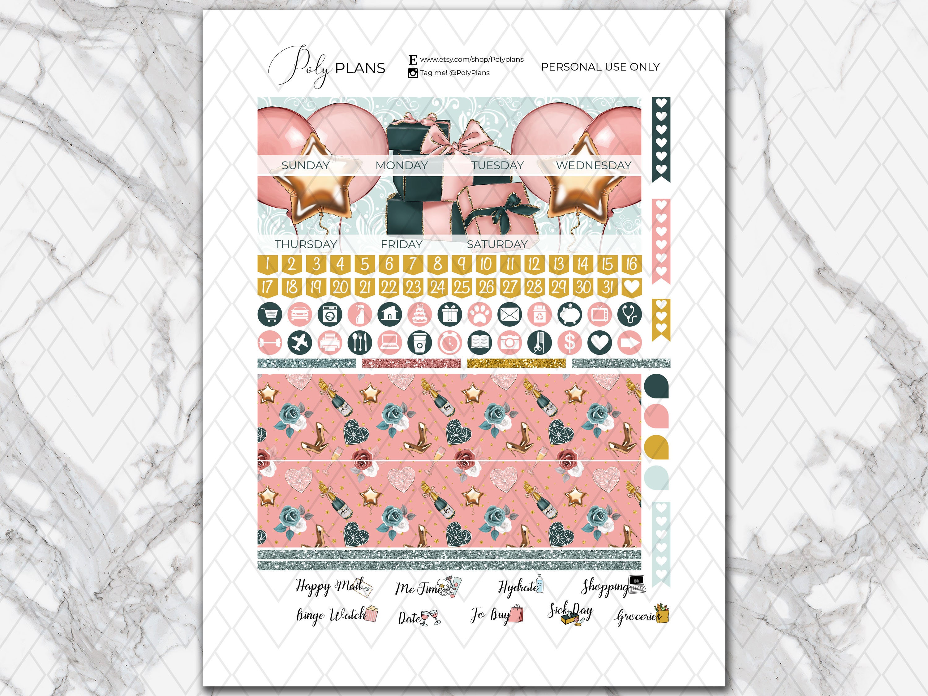 Birthday Party | Printable Planner Stickers, Erin Condren Birthday ...