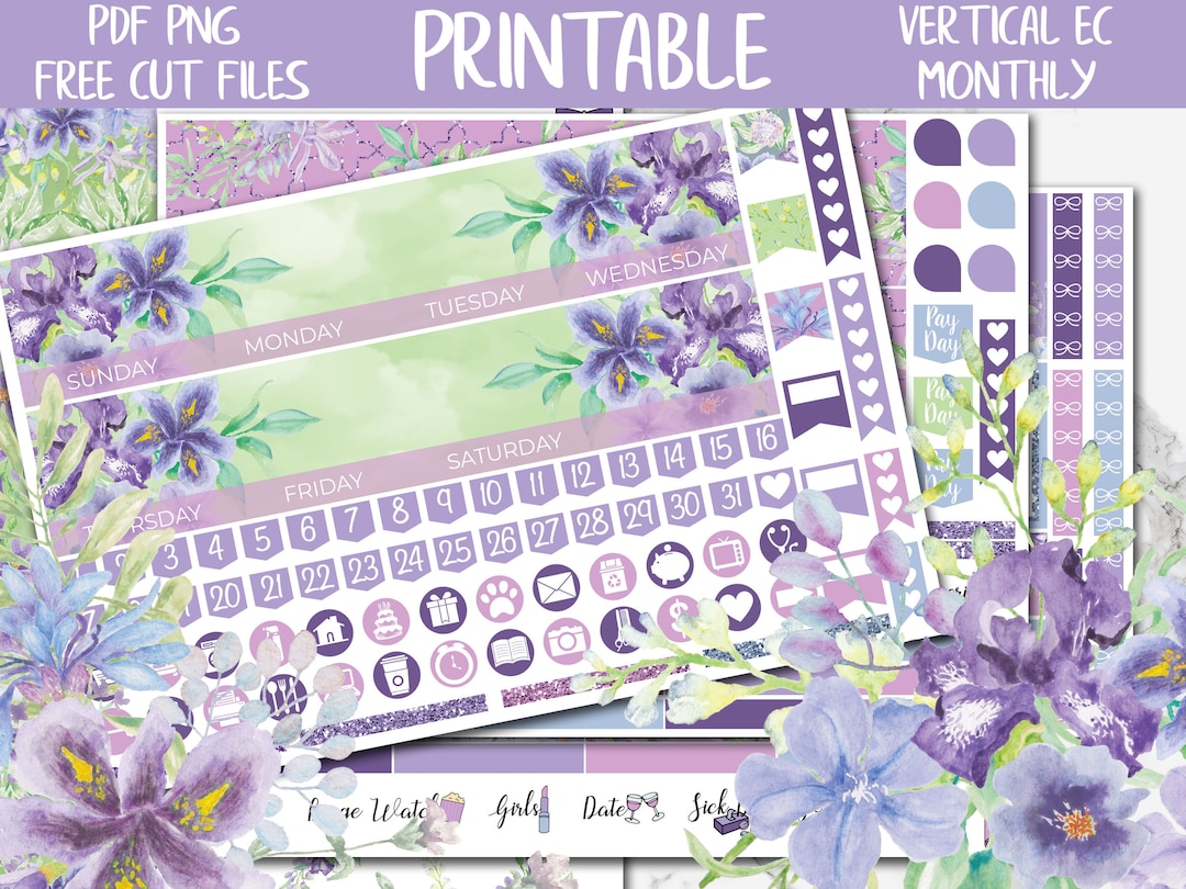 Lilac Fields | Printable Planner Stickers, Lavender Erin Condren ...