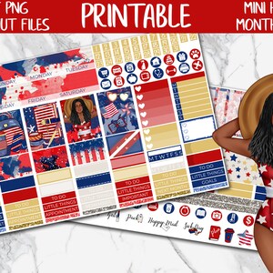 Independence | 4th Of July MINI Happy Planner Printable Planner Stickers, July MINI Monthly Kit, America Mini Happy Planner Digital Stickers