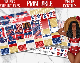 JULY Printable Planner Stickers, Mini Happy Planner JULY Stickers Kit ...