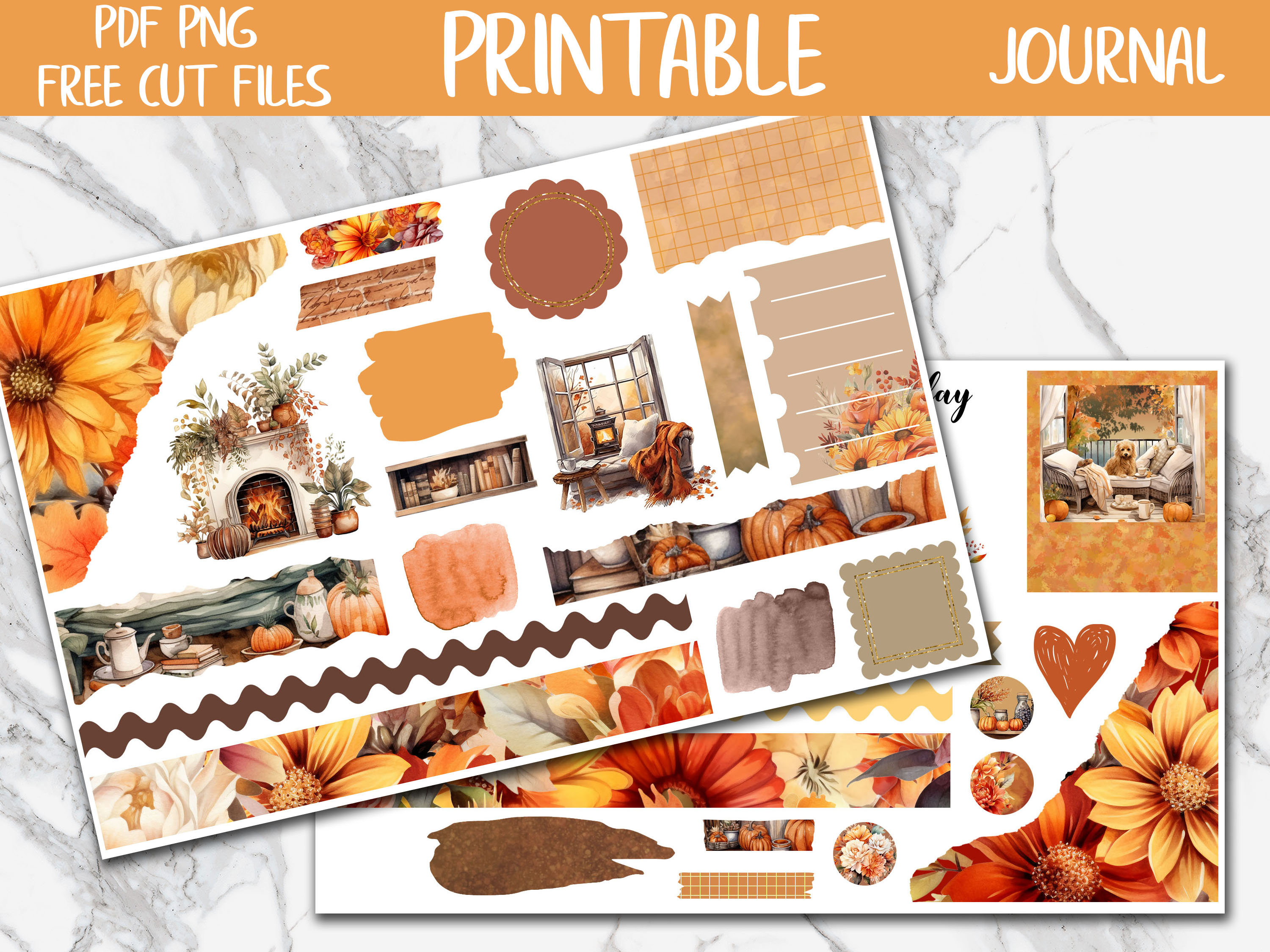 Autumn | Bullet Journal Printable Stickers, Diary Digital Stickers PNG ...