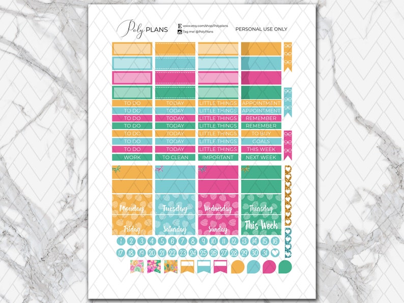 Fresh | Happy Planner Printable Weekly Stickers, Beach Vertical Planner ...