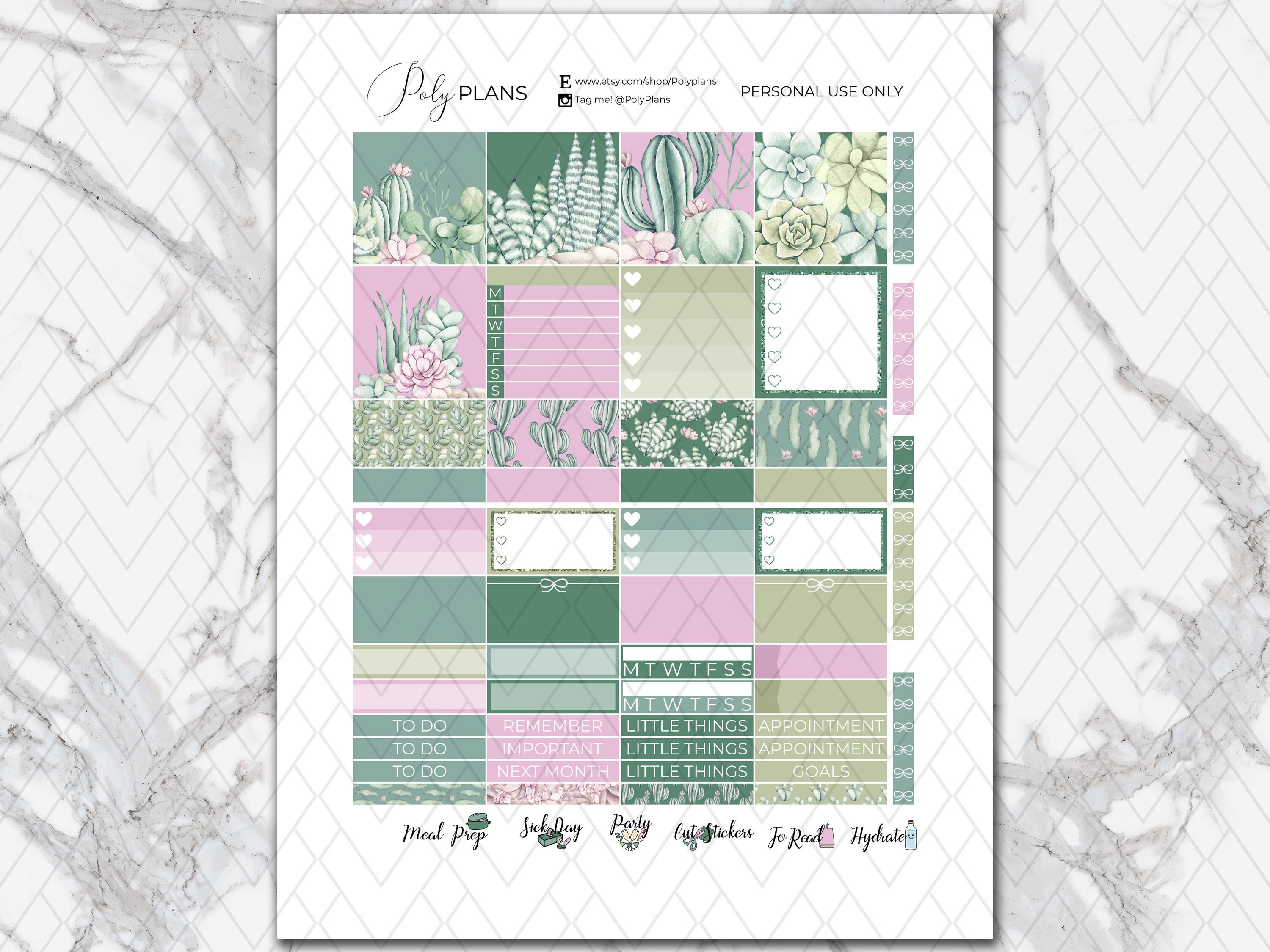 Succulents | Plant Lover Classic Happy Planner Printable Monthly ...