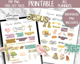 Sermon On The Mount | Bible Journal Printable Stickers, Bible Verses Digital Stickers, Christian Printable Stickers, Devotional Stickers
