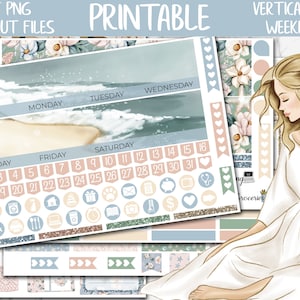 By The Sea | Beach Vacation Printable Planner Stickers, Erin Condren July Monthly Planner Sticker, Digital Stickers PNG, Monthly Sticker Kit