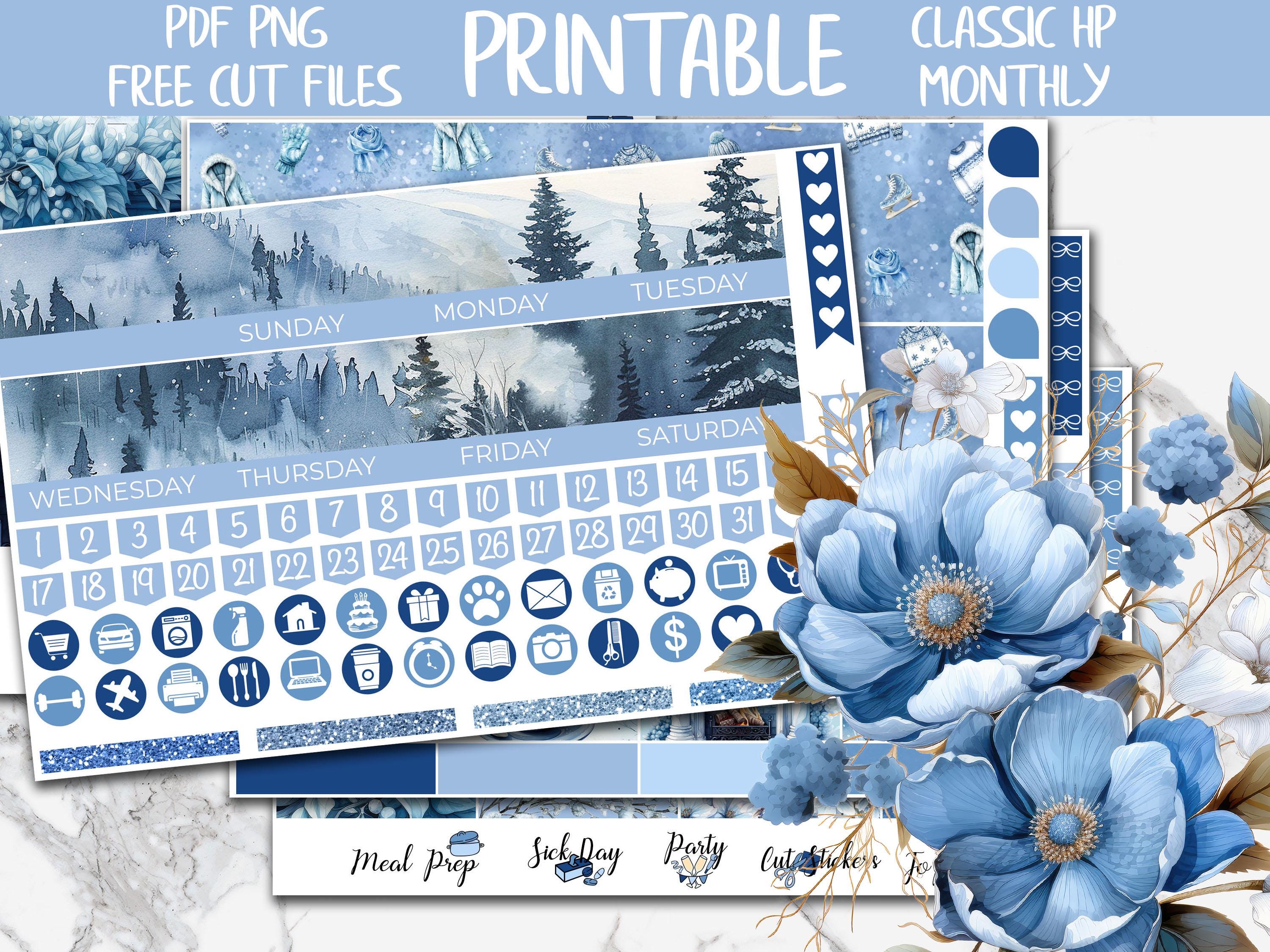 Snow Time | Winter Classic Happy Planner Printable Monthly Stickers ...