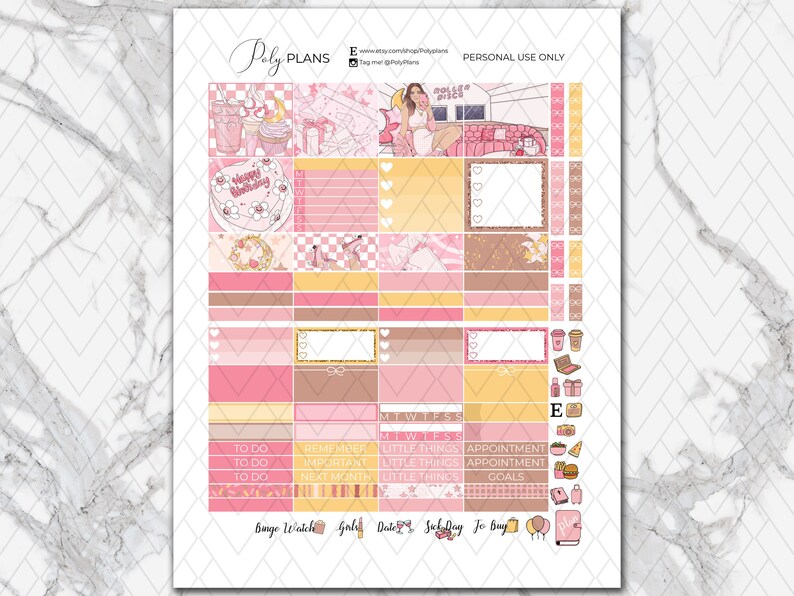 Birthday Girl Printable Planner Stickers Erin Condren - Etsy