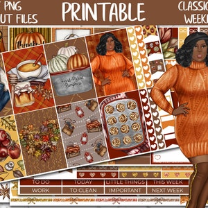 Cozy Fall | Autumn Classic Happy Planner Printable Weekly Stickers, Thanksgiving Digital Stickers, Fall Printable Planner Weekly Sticker Kit