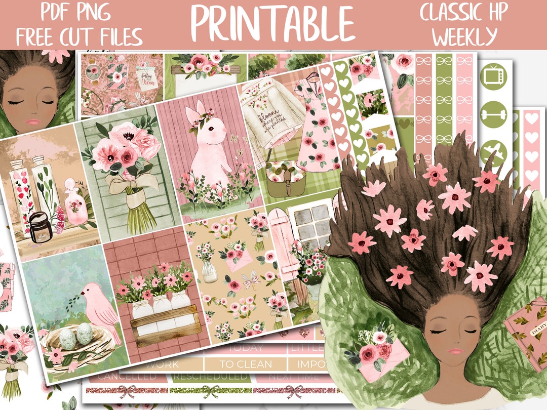 Bloom | Spring Floral Classic Happy Printable Planner Stickers, Happy ...