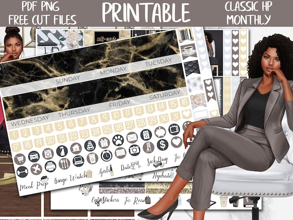 Boss Girl Happy Planner Printable Monthly Sticker Kit Boss - Etsy
